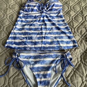 Joe Boxer Blue and White Striped Bikini